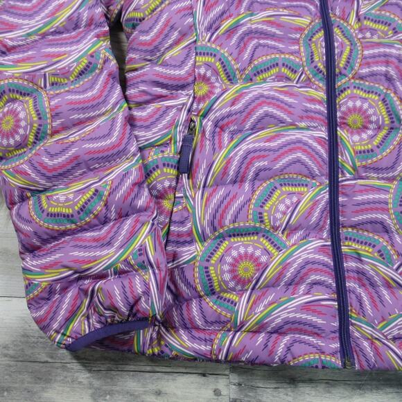 PATAGONIA Purple Printed Down Puffer Jacket Zip-Up Girls Size XL / 14 - Picture 4 of 12